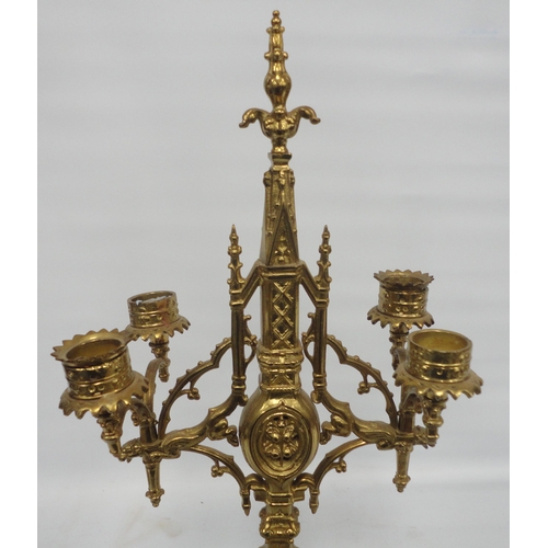 308 - Pair of antique continental gilt candelabra in the Renaissance style, probably formerly from a clock... 