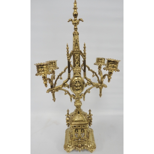 308 - Pair of antique continental gilt candelabra in the Renaissance style, probably formerly from a clock... 