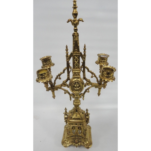 308 - Pair of antique continental gilt candelabra in the Renaissance style, probably formerly from a clock... 