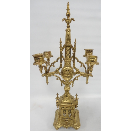 308 - Pair of antique continental gilt candelabra in the Renaissance style, probably formerly from a clock... 