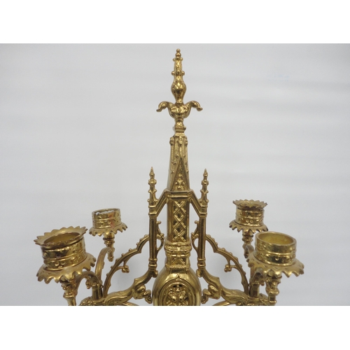 308 - Pair of antique continental gilt candelabra in the Renaissance style, probably formerly from a clock... 