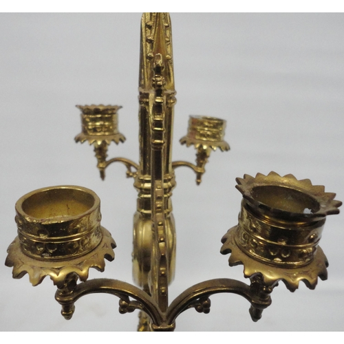 308 - Pair of antique continental gilt candelabra in the Renaissance style, probably formerly from a clock... 