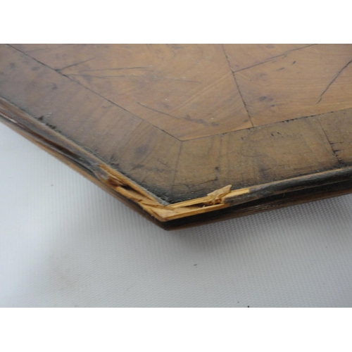 309 - Victorian walnut crossbanded serving tray, the centre with oyster veneered inlay, with wavy edge and... 