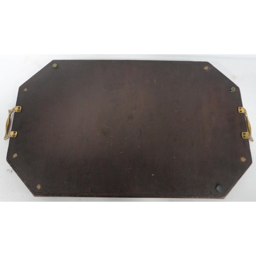 309 - Victorian walnut crossbanded serving tray, the centre with oyster veneered inlay, with wavy edge and... 