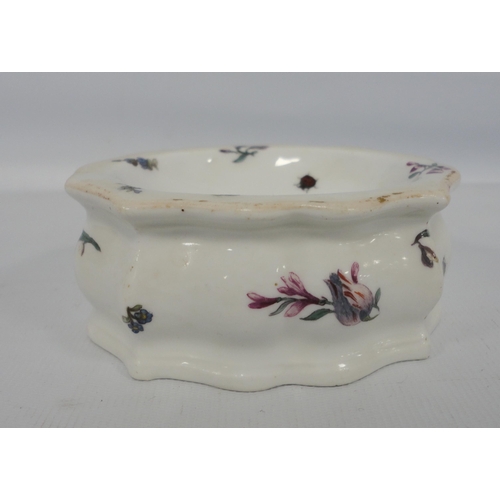 227 - Pair of 19th century Meissen porcelain oval trencher salts, underglazed, with concave sides, blue cr... 