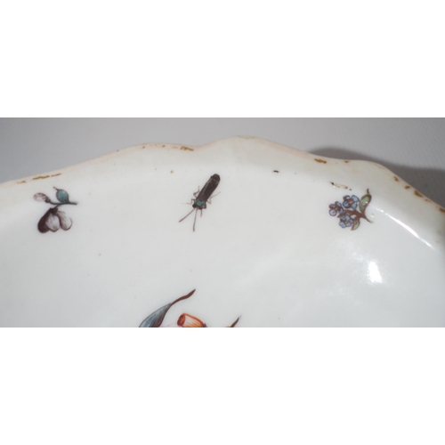 227 - Pair of 19th century Meissen porcelain oval trencher salts, underglazed, with concave sides, blue cr... 