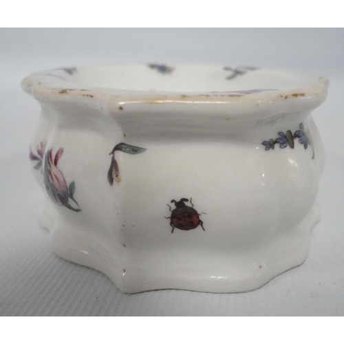 227 - Pair of 19th century Meissen porcelain oval trencher salts, underglazed, with concave sides, blue cr... 