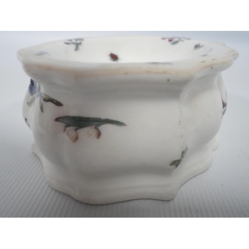 227 - Pair of 19th century Meissen porcelain oval trencher salts, underglazed, with concave sides, blue cr... 