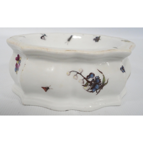 227 - Pair of 19th century Meissen porcelain oval trencher salts, underglazed, with concave sides, blue cr... 