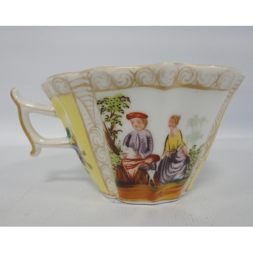 230 - Augustus Rex porcelain cup, probably for Meissen, decorated with a courting couple on white reserves... 