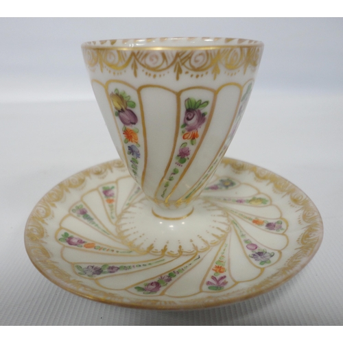 231 - Helena Wolfsohn for DresdenSet of six near matching porcelain egg cups decorated with all over colou... 