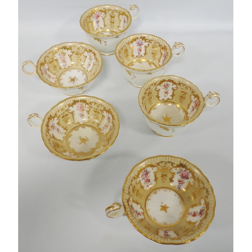 233 - Victorian 'Rockingham' pattern part china tea service decorated with a floral cartouche within gilt ... 