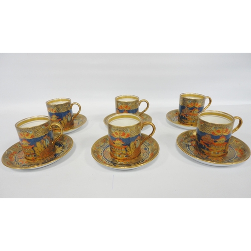 235 - E Hughes & Company, Fenton, Staffordshire Paladin china coffee set in the chinoiserie palette, c... 