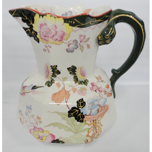 239 - Group of Masons Patent Ironstone china comprising a toilet jug with matching soap bowl, decorated wi... 