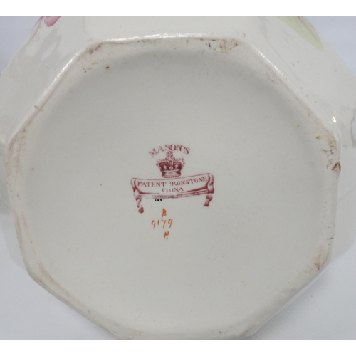 239 - Group of Masons Patent Ironstone china comprising a toilet jug with matching soap bowl, decorated wi... 