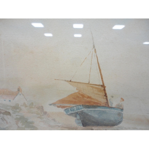 396 - J Harris (British)Tending the boats, and a companionSigned and dated 1908, watercolour, 12.5cm x 28.... 