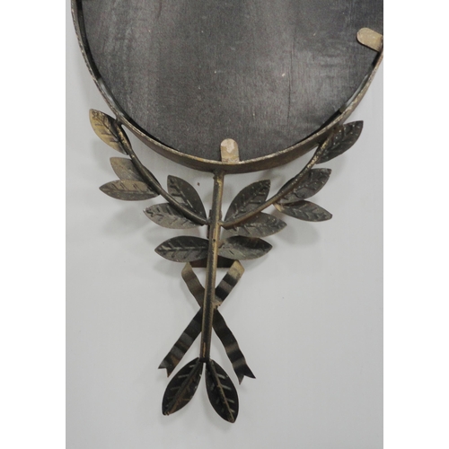 418 - Gilt metal girandole wall mirror in the 18th century style, with a floral and ribbon surmount and ga... 