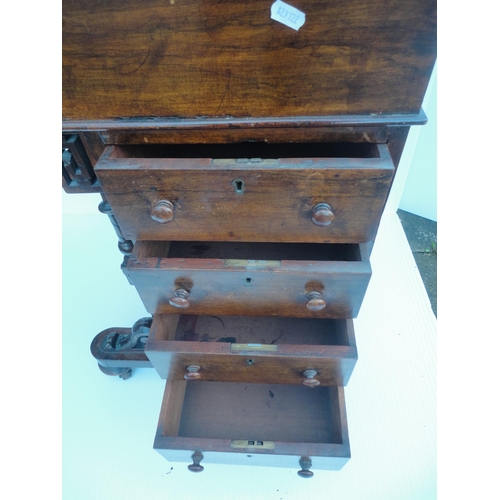 463 - Victorian mahogany davenport, the hinged desk stand above a flap enclosing bird's eye maple-lined dr... 