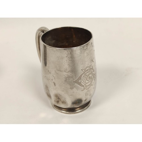 99 - Silver mug 1881 and another embossed, 1898. 263g, 8oz