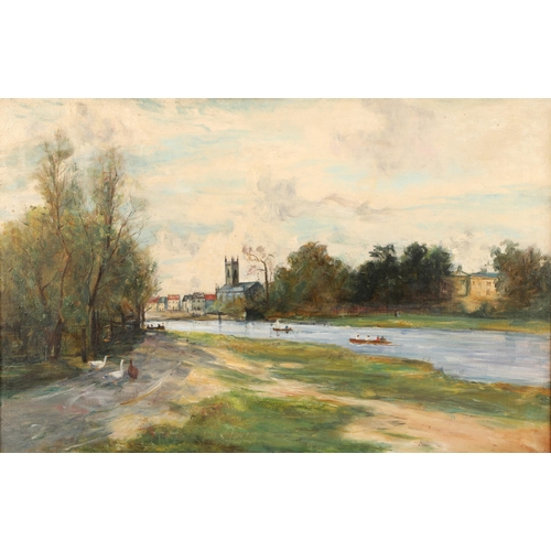 469 - British School (20th century)Gilt framed oil on canvas'Summer`s Day on the River'39cm x 60cm... 