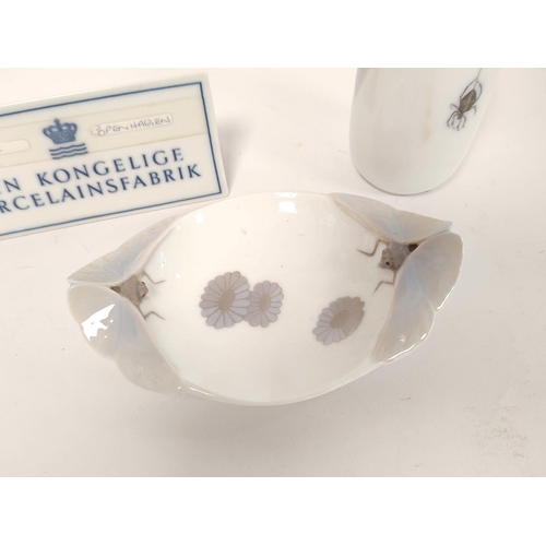 330 - Royal Copenhagen porcelain spill vase, decorated with underglazed spider, Backstamp with numbers 275... 