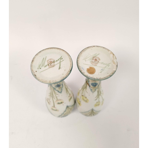 329 - Pair of William Moorcroft for MacIntyre Florian ware vases from the Art Nouveau era, the tapered bal... 