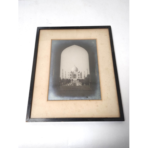 212 - The Taj Mahal, an old photograph, 20cm x 15cm, framed, and a transforming photographic image of Dori... 