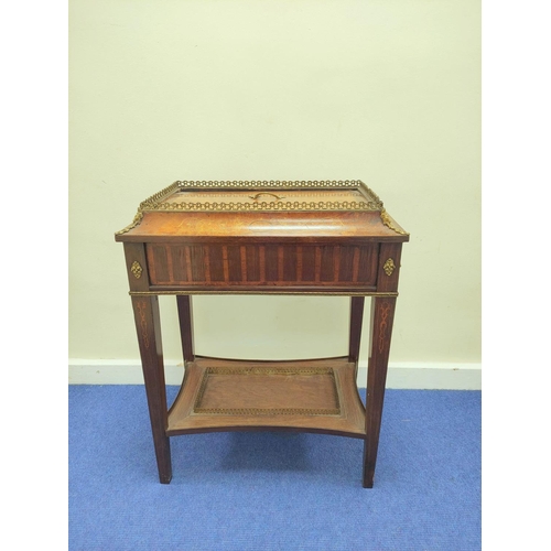 516 - French 19th century walnut marquetry cooler or plant table, with gilt metal gallery, metal liner and... 