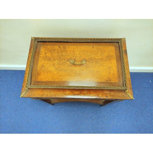 516 - French 19th century walnut marquetry cooler or plant table, with gilt metal gallery, metal liner and... 