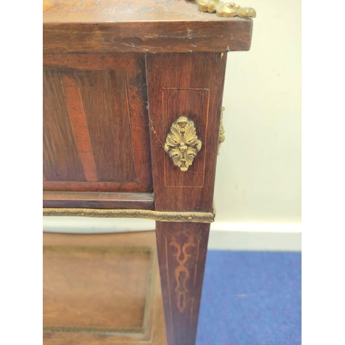 516 - French 19th century walnut marquetry cooler or plant table, with gilt metal gallery, metal liner and... 