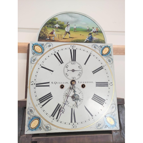 193 - Late 18th Century eight day long case clock by S Quillam, Liverpool with 14