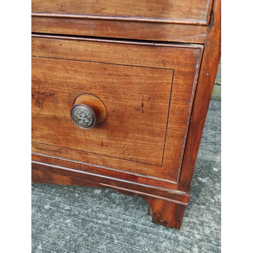 517 - Georgian mahogany secretaire bookcase, the bookcase top section with two astragal glazed doors enclo... 