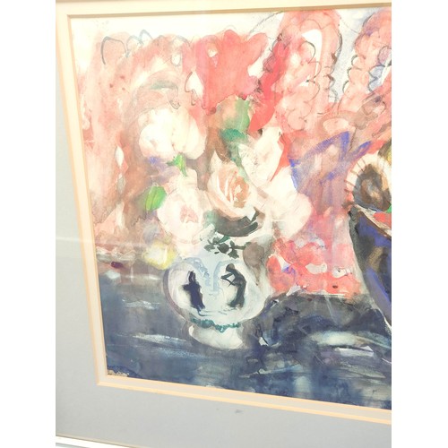 217 - Anne Redpath OBE RSA ARA LLD ARWS ROI RBA (1895-1965).Flowers and Fruit.Watercolour.Signed, 42.5cm x... 