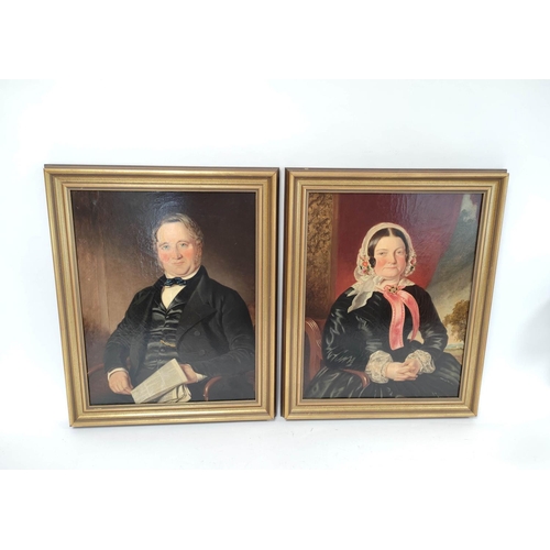 226 - British School 19th Century.Half length portraits of Mr T & Mrs Jane Jefferson.Oil on canvas.44c... 