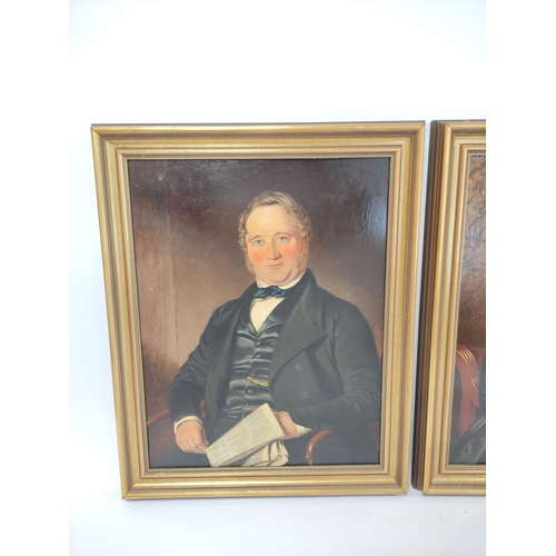 226 - British School 19th Century.Half length portraits of Mr T & Mrs Jane Jefferson.Oil on canvas.44c... 