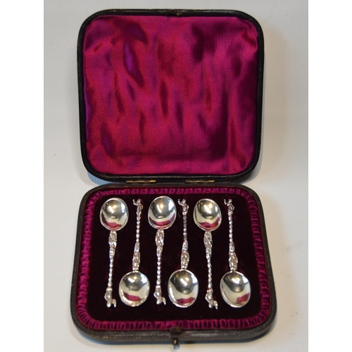 68 - Set of six Apostle small silver coffee spoons, by CS Harris, 1886, cased, 53g.