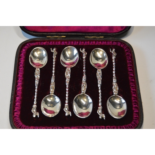 68 - Set of six Apostle small silver coffee spoons, by CS Harris, 1886, cased, 53g.