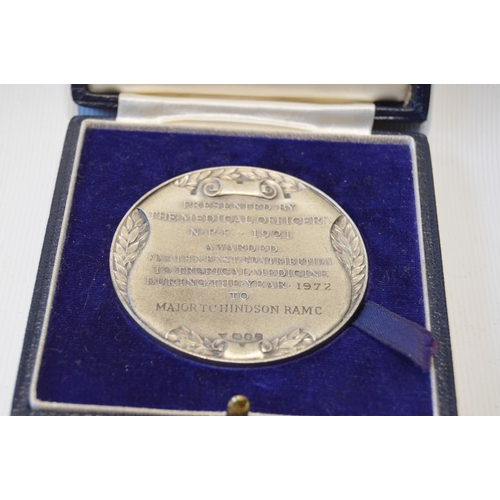 79 - Silver medal, North Persian Memorial Medal, presented to Major TC Hinson, 1972, cased.