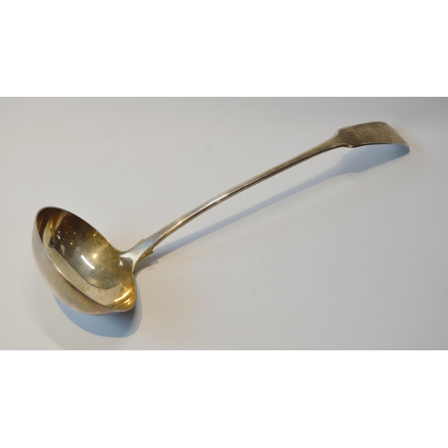 80 - Silver soup ladle, fiddle pattern, by D & C Reid, Newcastle 1823, 214g.