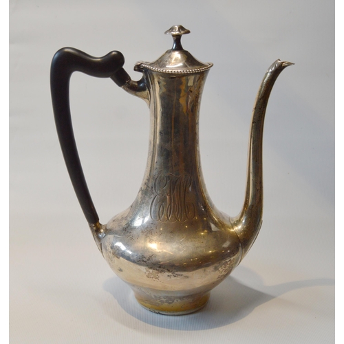 82 - Turkish silver coffee pot of typical style, '84', c. 1920, and another, probably American, 962g gros... 