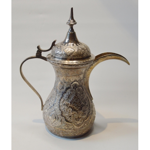 82 - Turkish silver coffee pot of typical style, '84', c. 1920, and another, probably American, 962g gros... 