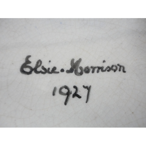 243 - Scottish lady artist hand-painted bowl by Elsie Morrison, in the style of Mak Merry, in the grape pa... 