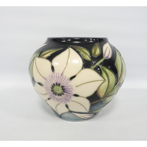 222 - Moorcroft 'Sophie' pattern oviform vase designed by Sian Leeper with tube lined decorated on blue gr... 