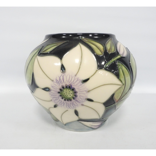 222 - Moorcroft 'Sophie' pattern oviform vase designed by Sian Leeper with tube lined decorated on blue gr... 