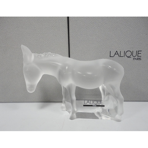 254 - Lalique, ParisFrosted glass figure of a donkey from the Nativity set, bearing Lalique Paris label an... 