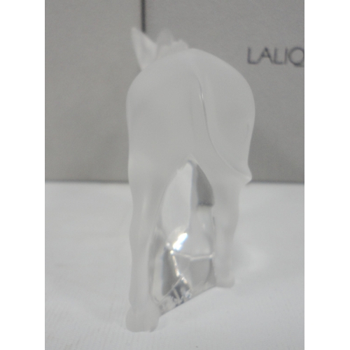 254 - Lalique, ParisFrosted glass figure of a donkey from the Nativity set, bearing Lalique Paris label an... 