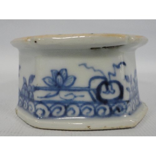 207 - Chinese export porcelain blue and white trencher salt (Qianlong 1736 - 1795) of canted rectangular f... 