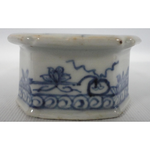 207 - Chinese export porcelain blue and white trencher salt (Qianlong 1736 - 1795) of canted rectangular f... 