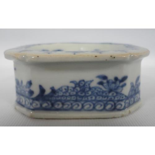 207 - Chinese export porcelain blue and white trencher salt (Qianlong 1736 - 1795) of canted rectangular f... 