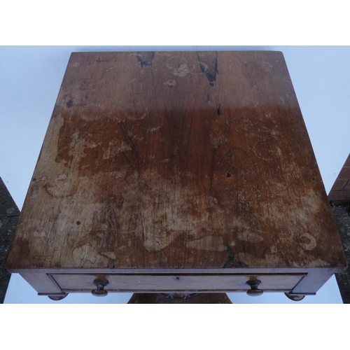 471 - Early Victorian rosewood work table, c. 1840, the square top with single drawer and opposing drawer ... 